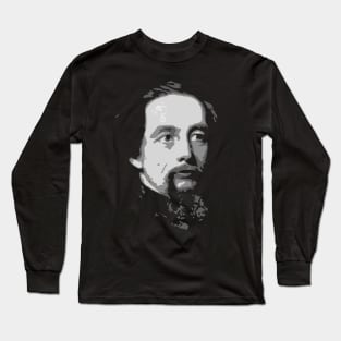 Charles Dickens Black and White Long Sleeve T-Shirt